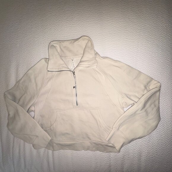 Lululemon Scuba Oversized Funnel Neck Half-Zip Hoodie White Opal M/L Cotton - Picture 3 of 15